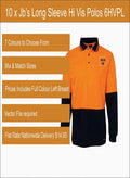 10 x Jb’s Printed Long Sleeve Hi Vis Polos 6HVPL Printed Packs