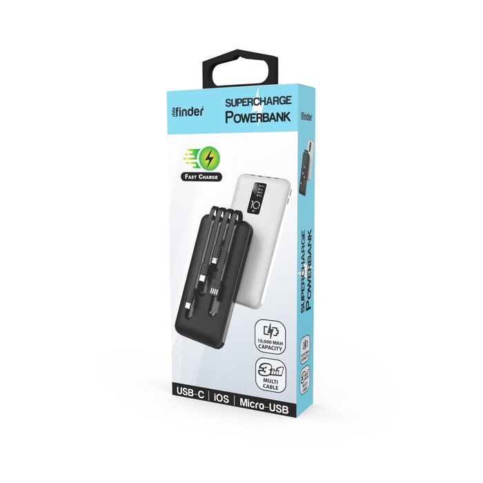 10,000 mAh Powerbanks with 3-in-1 Charging Cables