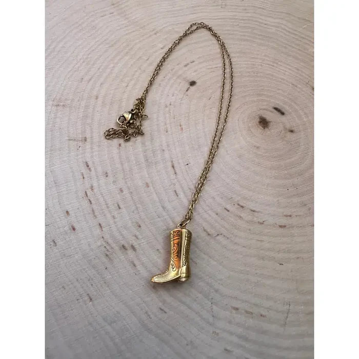 18" Head Over Boots 14k Gold Plated Necklace