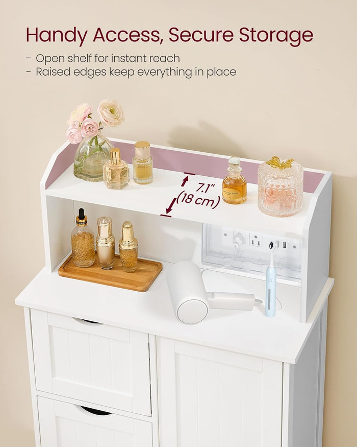 39.4" Tall Storage Cabinet with Power Strip - Canva Home