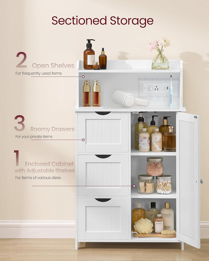 39.4" Tall Storage Cabinet with Power Strip - Canva Home