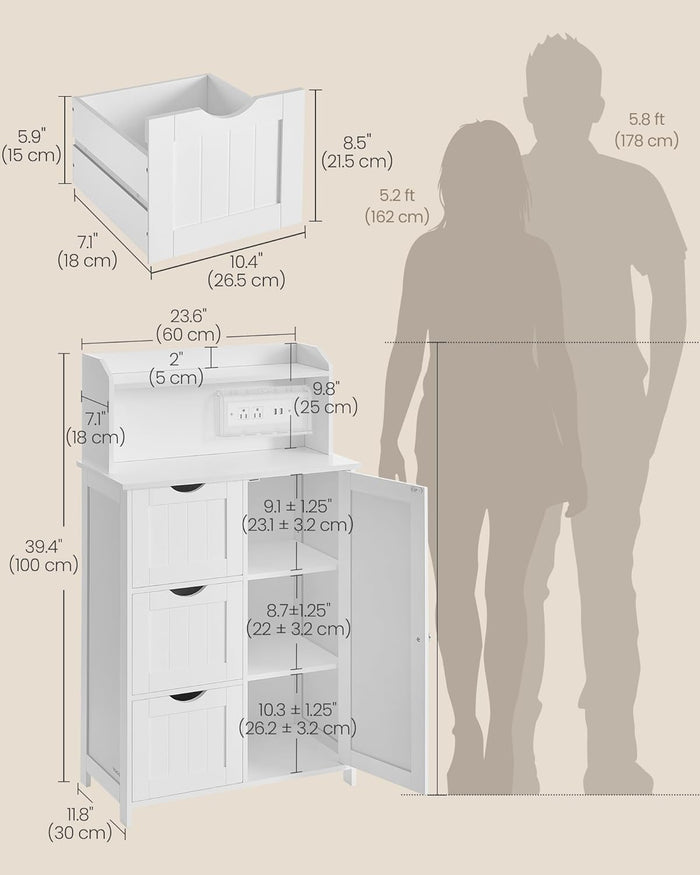 39.4" Tall Storage Cabinet with Power Strip - Canva Home