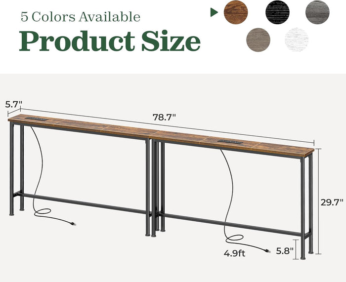 78.8 inch Narrow Console Table with Outlet - Canva Home