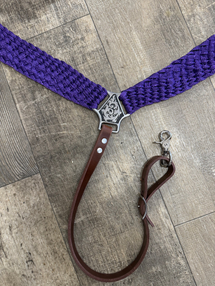 Mule tape horse tack set with breast collar and two ear headstall with conchos and Jeremiah Watt buckles