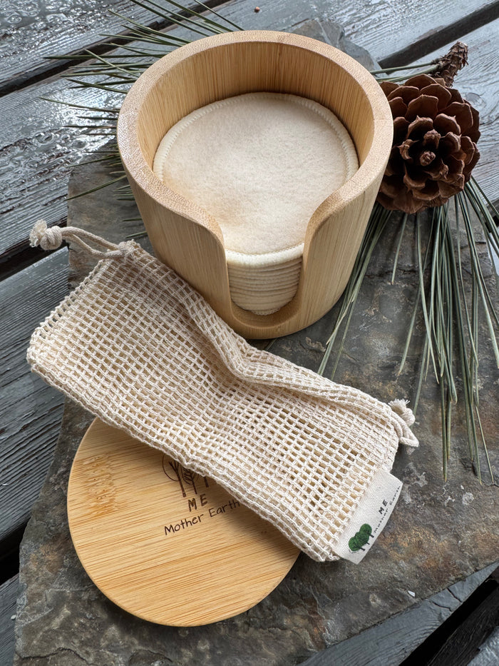 Bamboo Storage Box + Hemp Cotton Rounds | Zero Waste Beauty