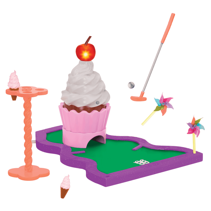 14-inch doll playing with mini-golf playset