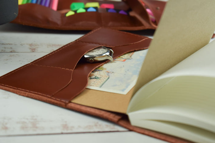 A5 leather notebook