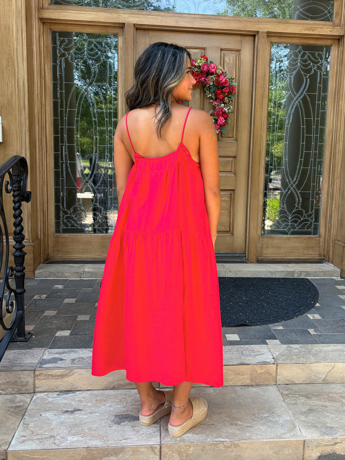 Adjustable Flowy Tiered Midi Dress