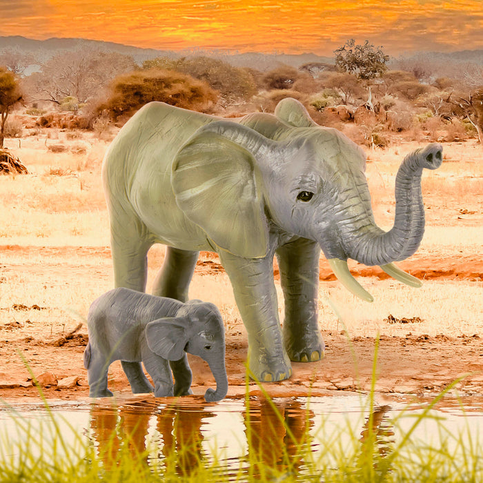 Toy African elephant figurines