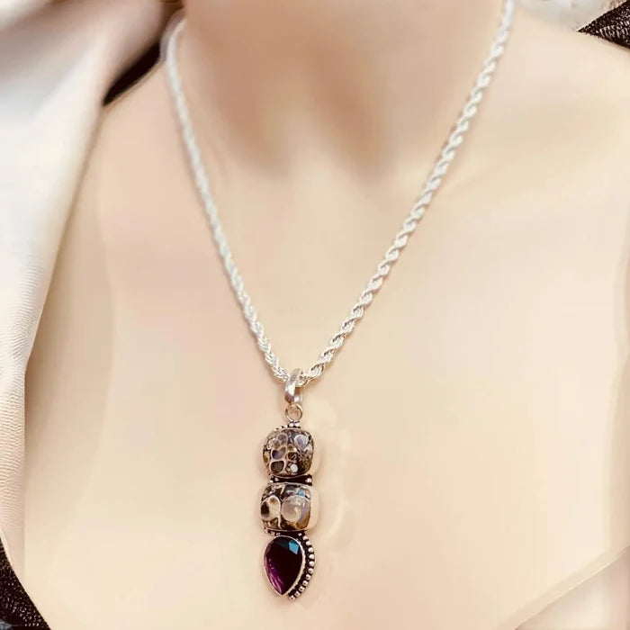 Agate Crystal Pendant Necklace