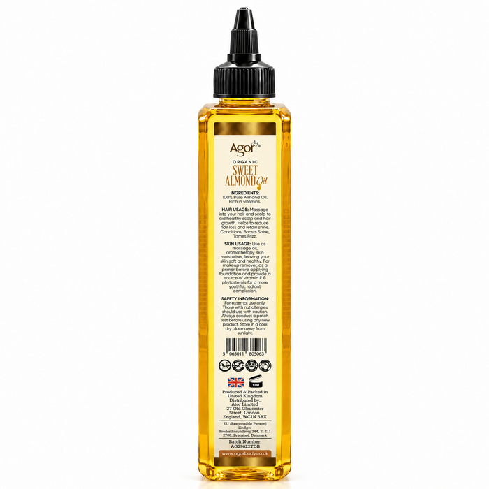 Agor Organic Sweet Almond Oil For Hair & Body 250ml