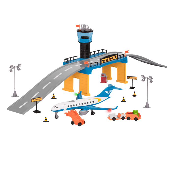 Micro Series Airport Playset Cars Tracks Road Signs
