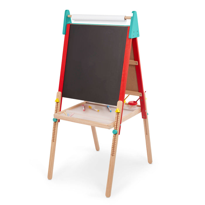 An art easel for toddlers kids with a whiteboard and chalkboard.