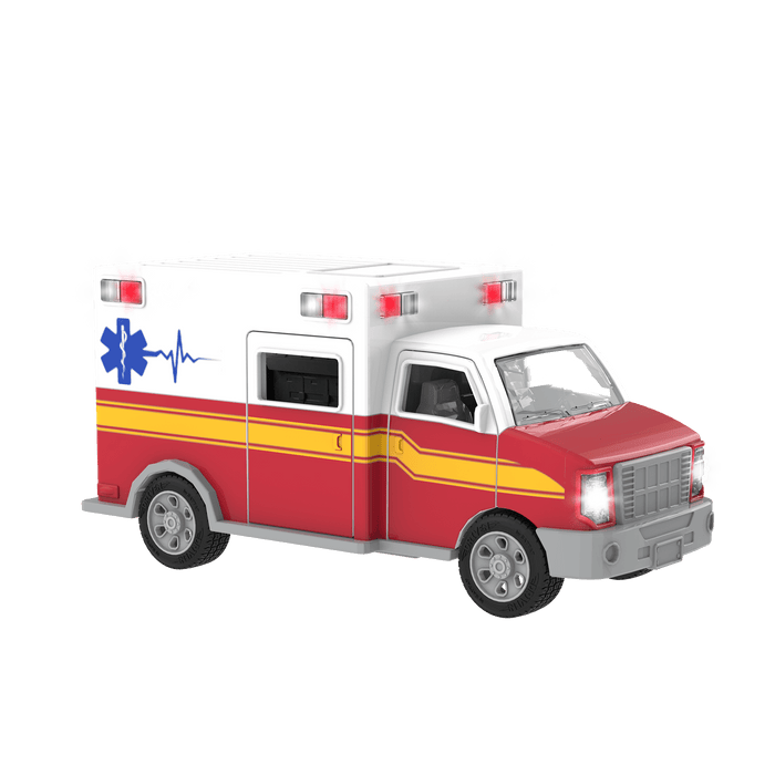 Toy ambulance with stretcher.