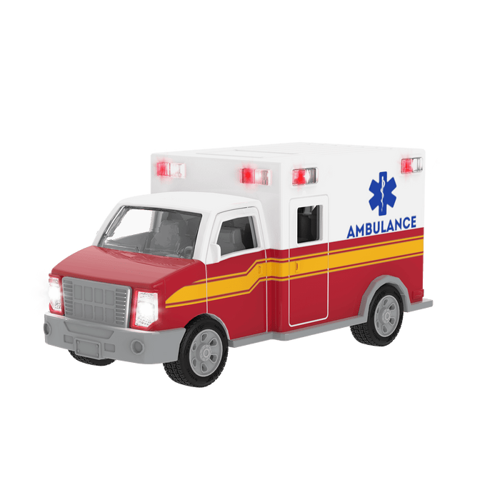 Toy ambulance with stretcher.