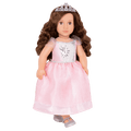 18-inch princess doll with brown hair and brown eyes