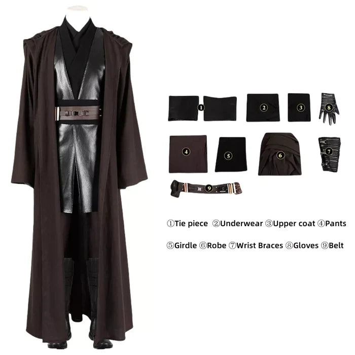 Anakin Skywalker Costume Outfit - Star Wars Suit - Men Full Set Halloween
