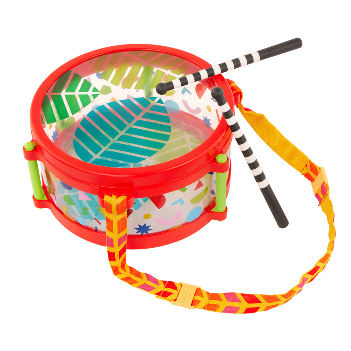 Percussion set in drum storage case with strap