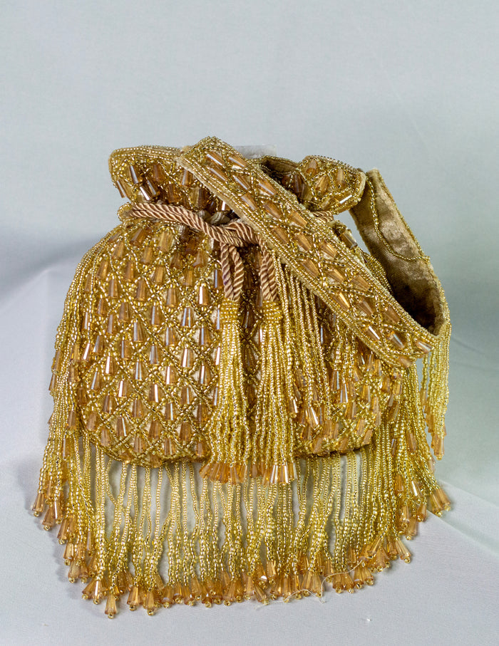 Antique Golden Hand Embellished Potli