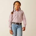 Ariat Girl's Team Kirby Western Button Down Shirt in Raspberry Geo Print