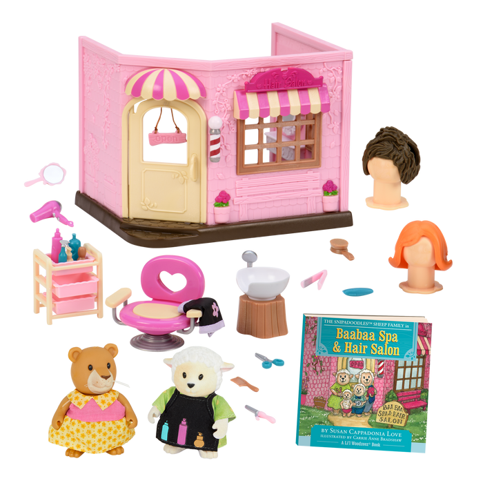 Lil Woodzeez Toy Hair Salon and Figurine Playset