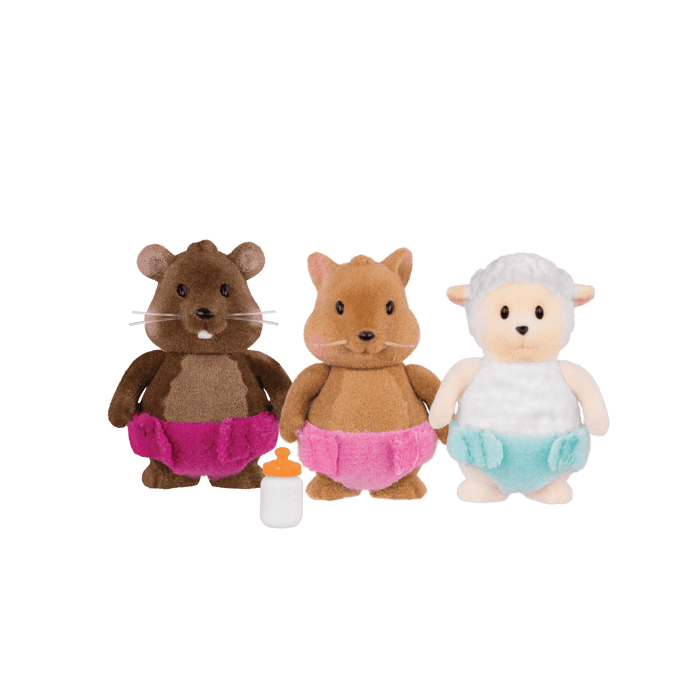 Baby animal panda, dog, skunk and mouse