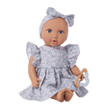 LullaBaby Doll with Blue Floral Dress and Cup