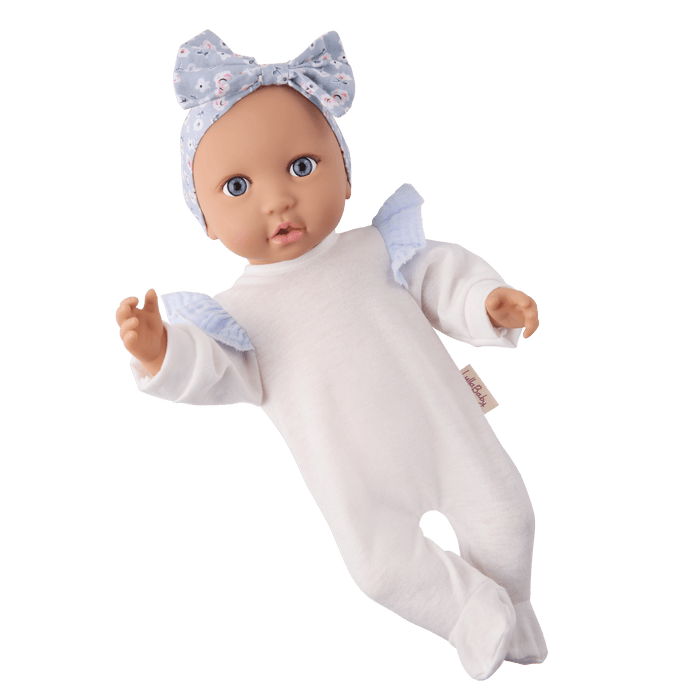 LullaBaby Doll with Blue Floral Dress and Cup