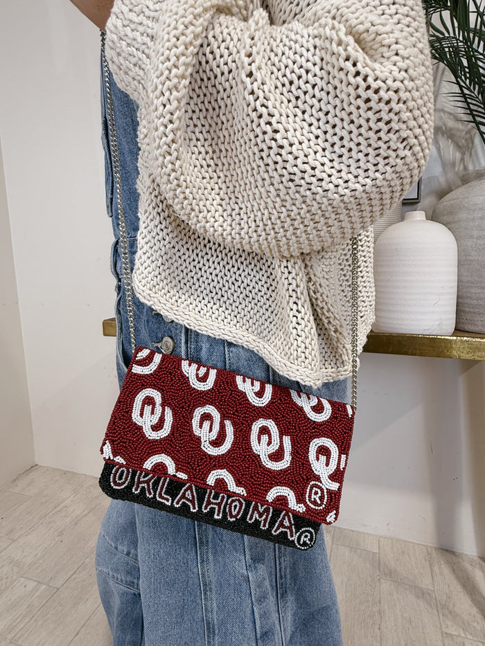 Beaded Oklahoma OU Game Day Bag