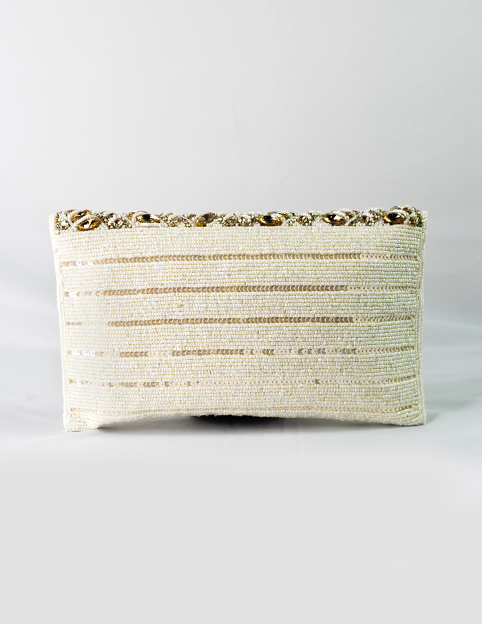 Beige Embellished Clutch