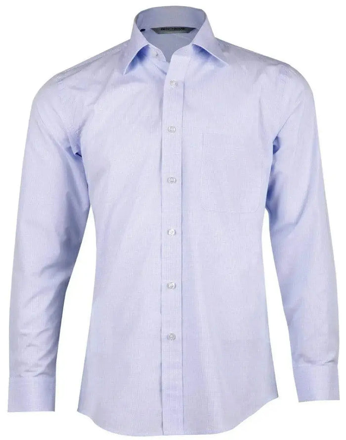 BENCHMARK Men’s Mini Check Premium cotton long sleeve shirt M7362 Metro Workwear.