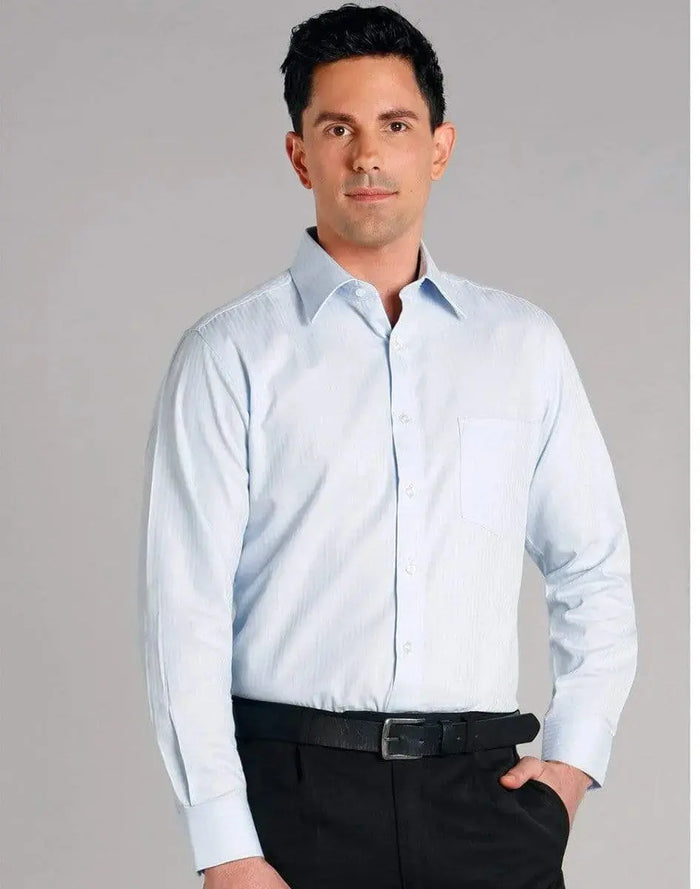 BENCHMARK Men's Mini Herringbone Long Sleeve Shirt M7112 Metro Workwear.