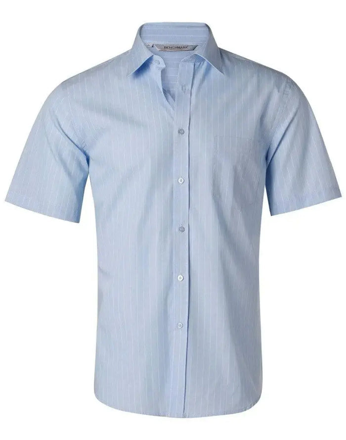 BENCHMARK Men's Pin Stripe Short Sleeve Shirt M7221 Metro Workwear.