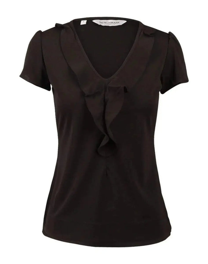 BENCHMARK Women's Ruffle Front Blouse M8820 Metro Workwear.