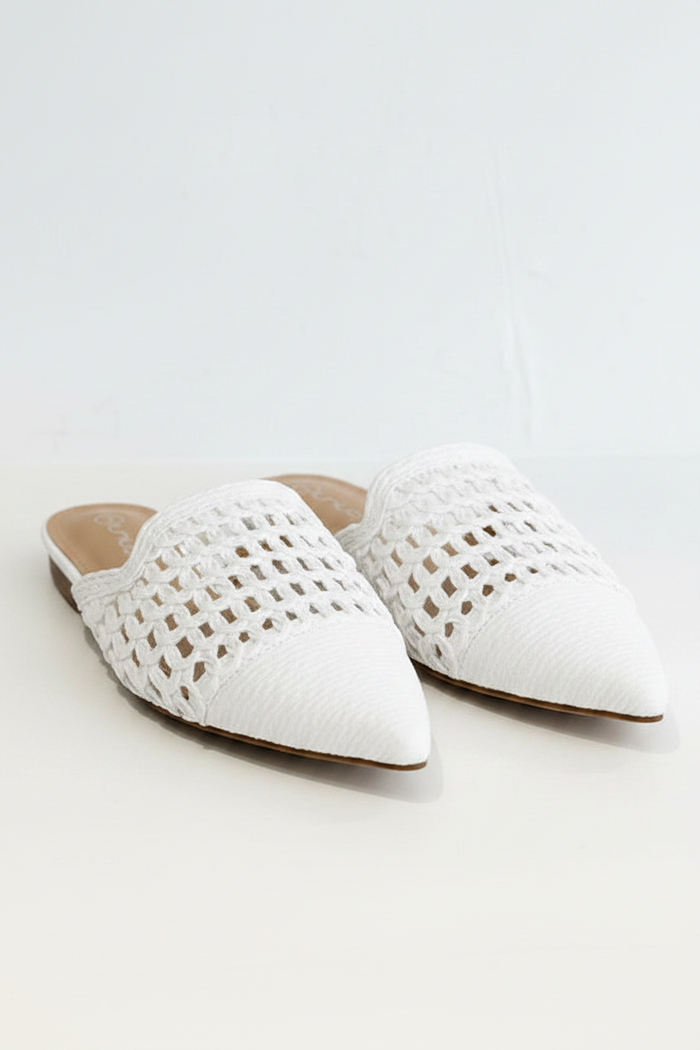 Beth White Lattice Mules