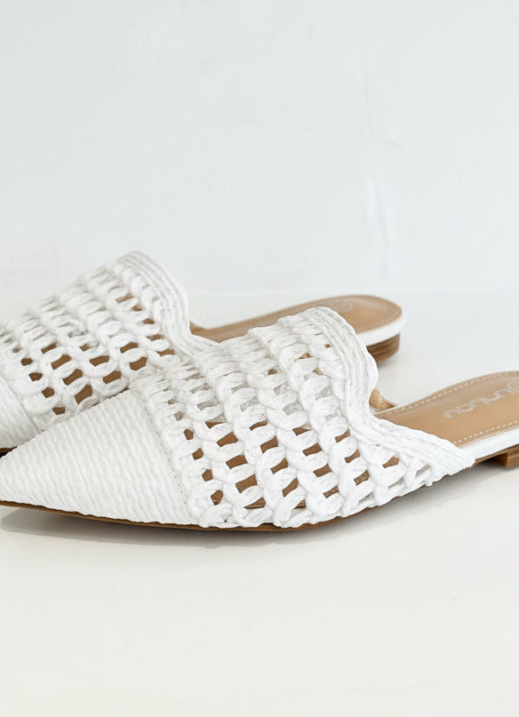 Beth White Lattice Mules