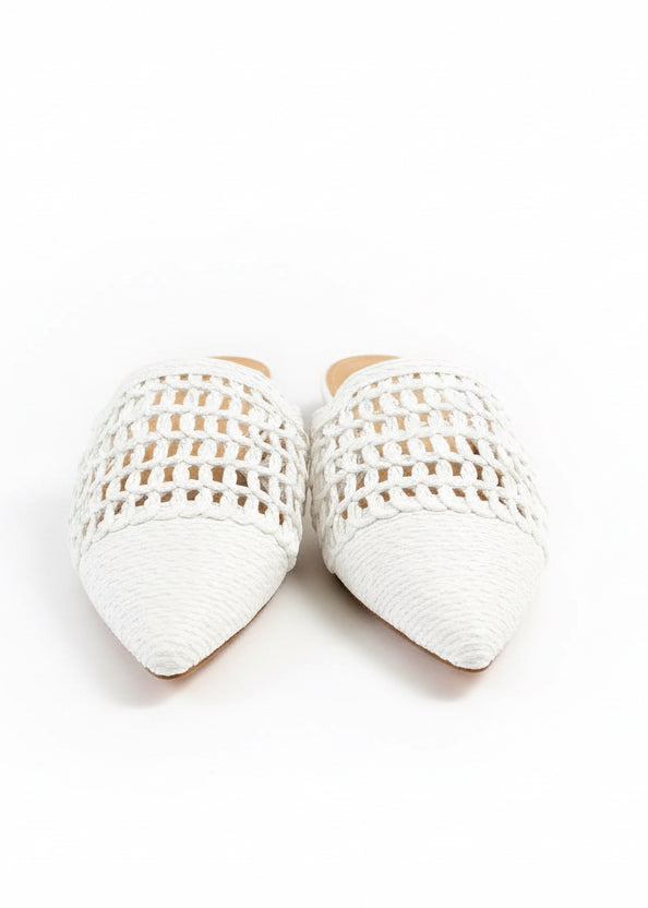 Beth White Lattice Mules