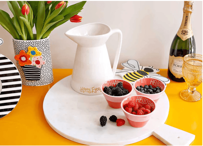 Happy Everything accessories on Big Marble Serving Board
