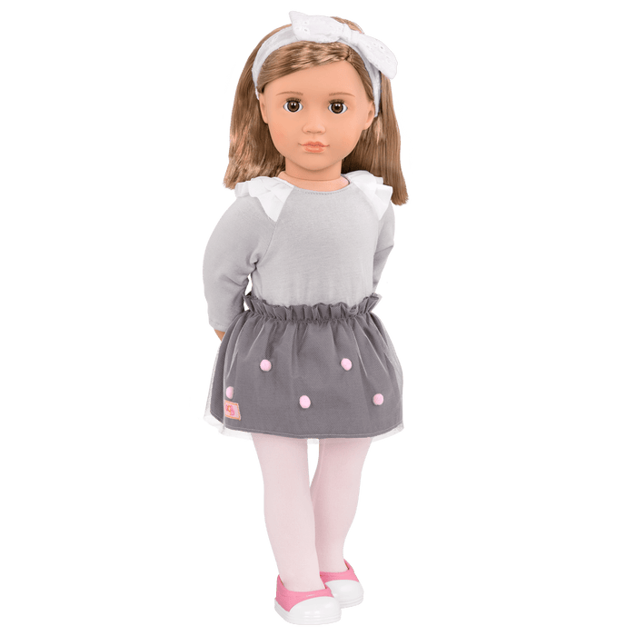 18-inch doll with light-brown hair and green eyes