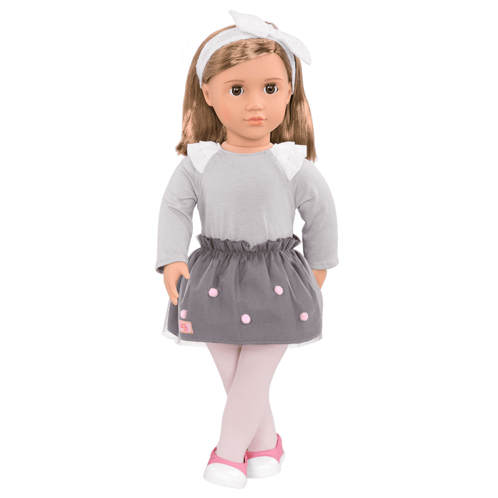 18-inch doll with light-brown hair and green eyes
