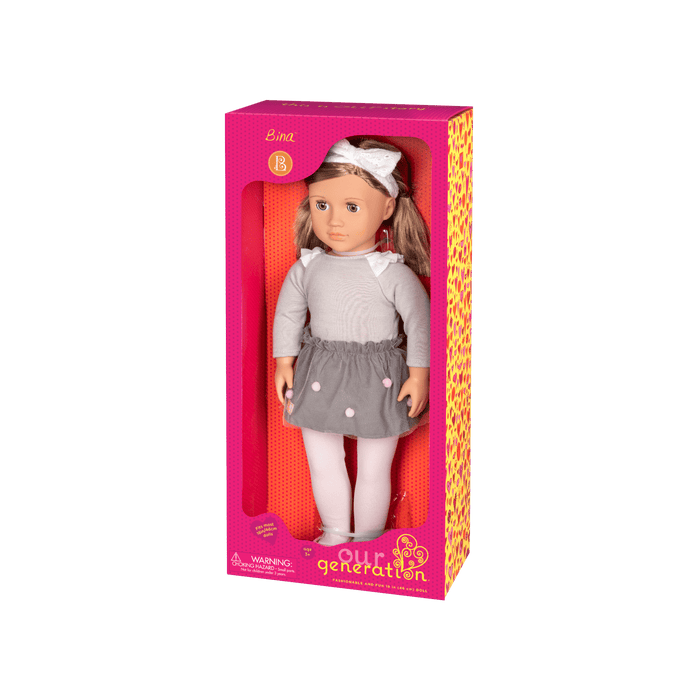 18-inch doll with light-brown hair and green eyes
