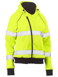 Bisley Women's Taped Hi Vis Fleece Zip Front Hoodie With Sherpa Lining BKL6819T - City Workwear
