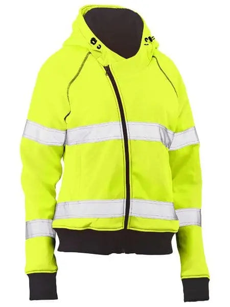 Bisley Women's Taped Hi Vis Fleece Zip Front Hoodie With Sherpa Lining BKL6819T - City Workwear
