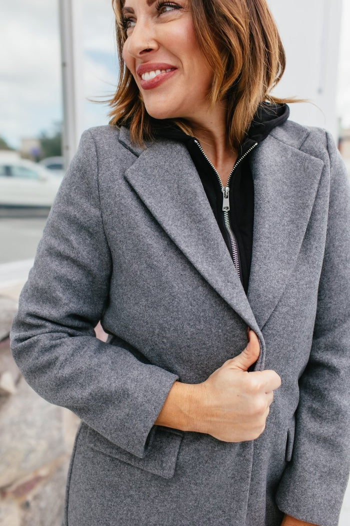BLACK FRIDAY DEAL: Timeless Tailored Coat In Grey - Macoma Boutique240 Jackets/Blazers