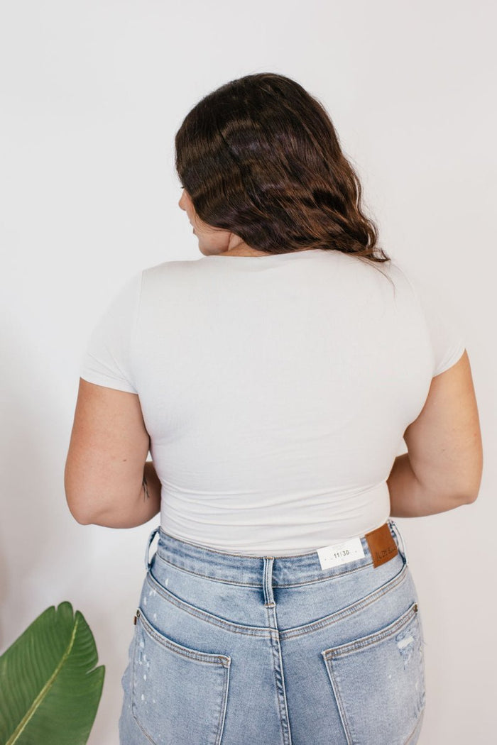 Flawless Fit Bodysuit in Silver - Macoma Boutique100 Short Sleeve
