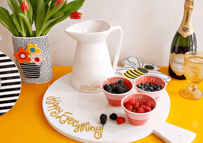 Black Small Dot Mini Happy Everything Oval Vase
