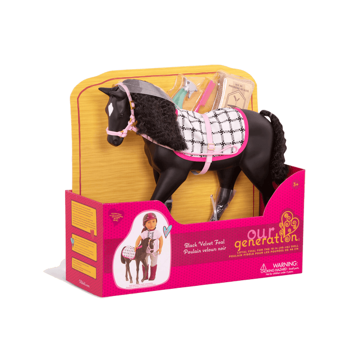 18-inch doll with black velvet foal figurine