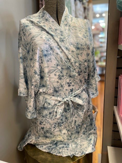 Blue Floral Satin Robe XL/XXL