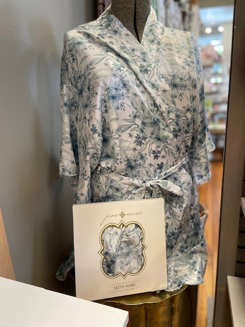 Blue Floral Satin Robe XL/XXL