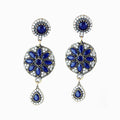 Blue Sapphire Earrings 925 Sterling Silver Drop Vintage Chandelier Handcrafted - KashmirDesigns